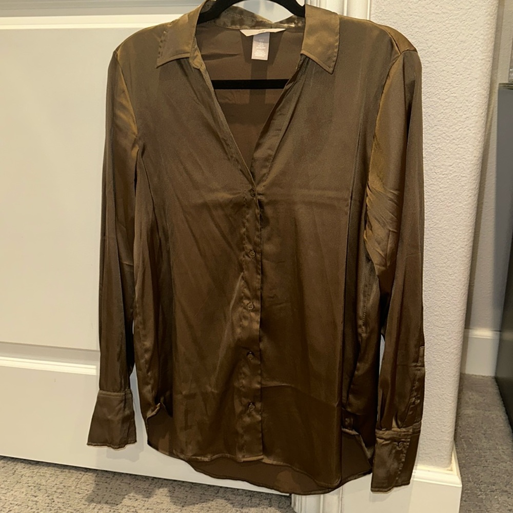 Brown satin blouse